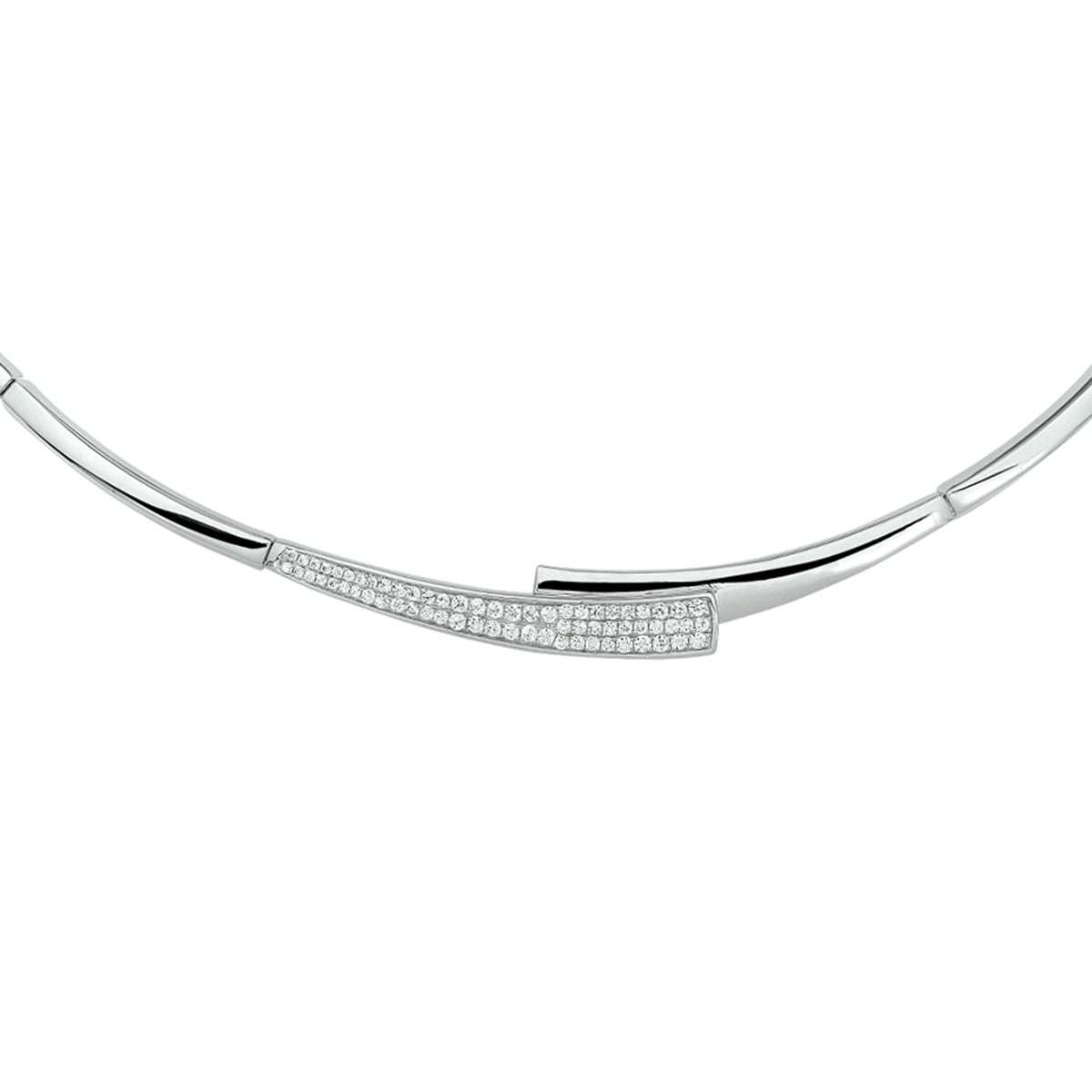 Collier zirkonia 42 + 4 cm zilver gerhodineerd