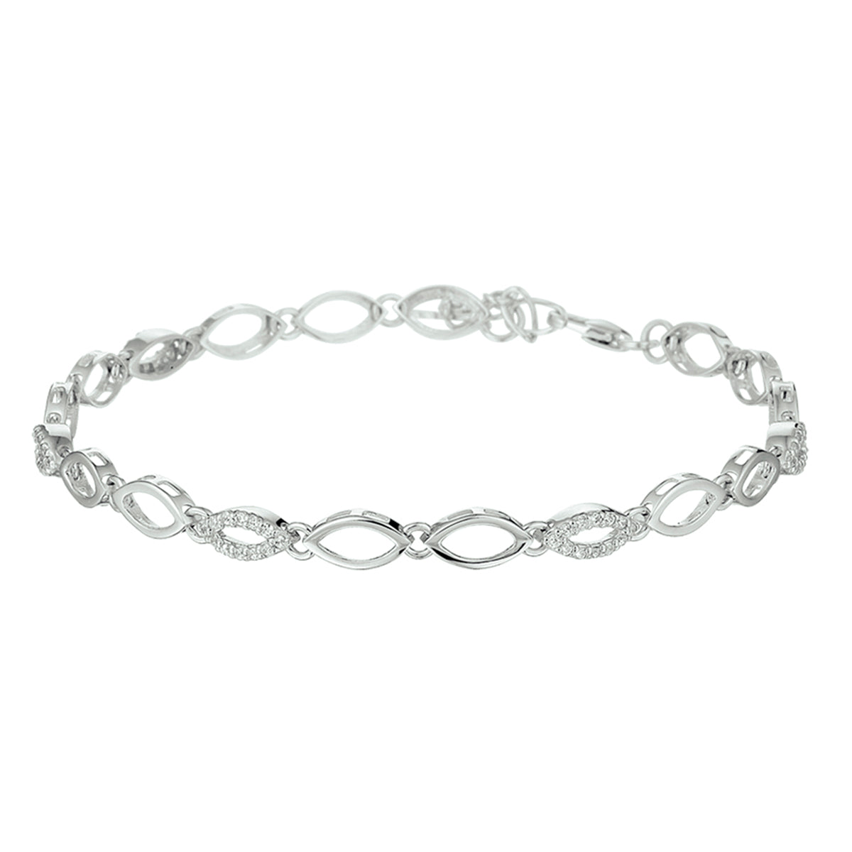 Armband zirkonia 18 + 2,5 cm zilver gerhodineerd