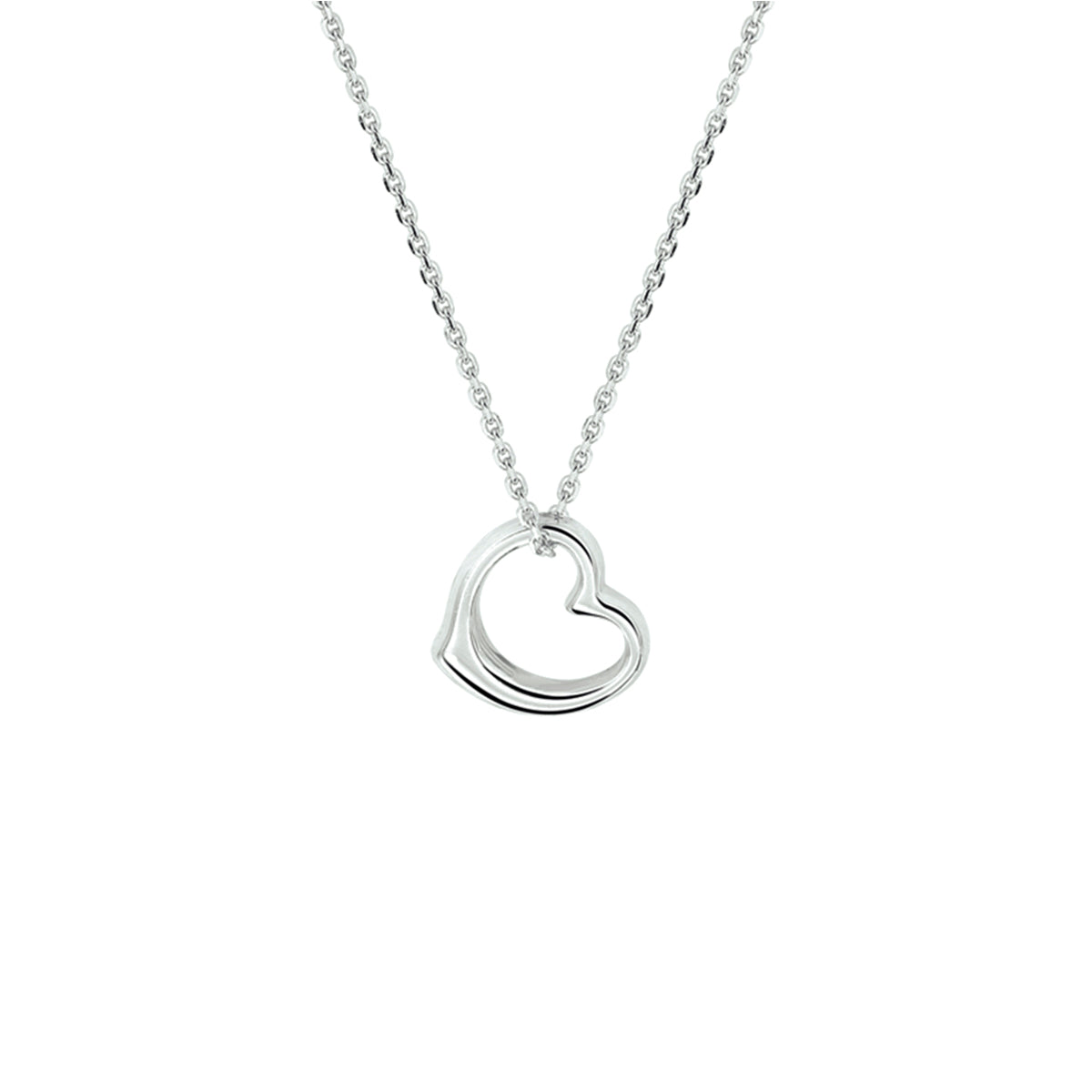 Collier hart 41 + 4 cm zilver gerhodineerd