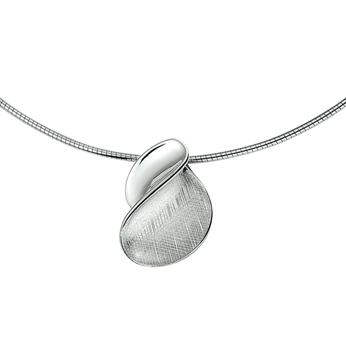 Collier gescratcht poli/mat 42 + 3 cm zilver gerhodineerd