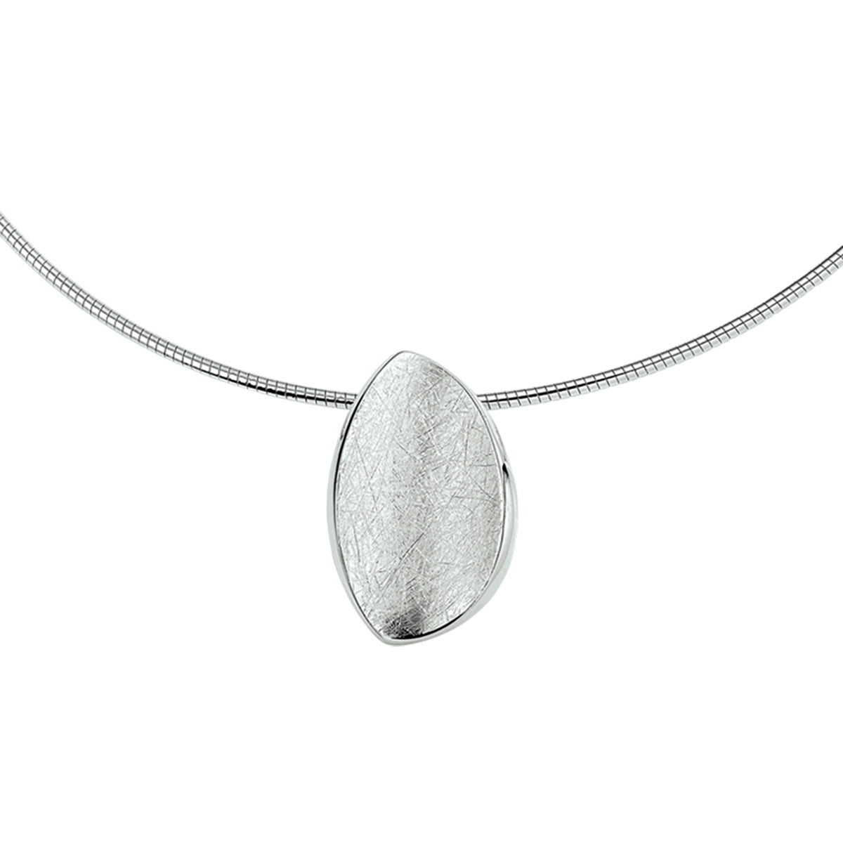 Collier gescratcht 42 + 3 cm zilver gerhodineerd