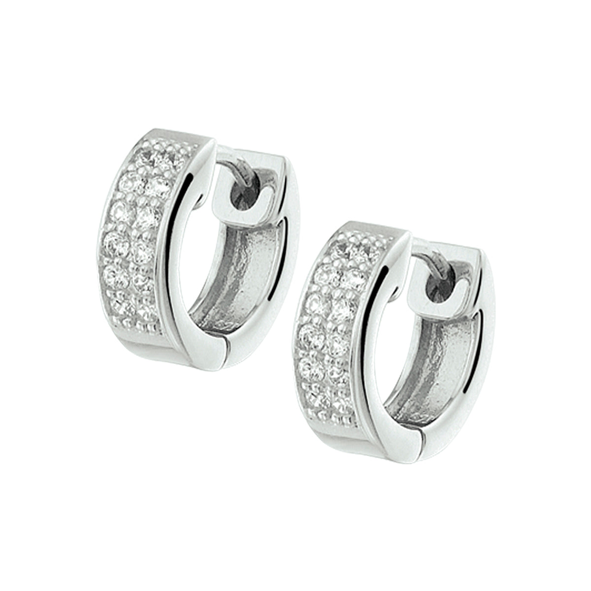 Klapoorringen zirkonia zilver gerhodineerd