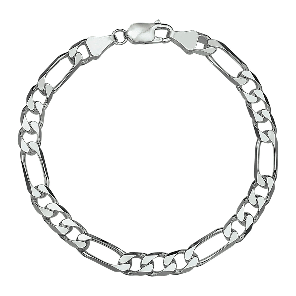 Armband figaro 6,0 mm 21 cm zilver gerhodineerd