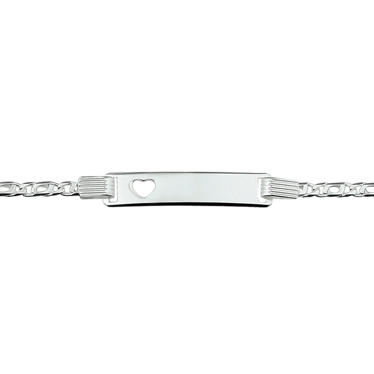 Graveerarmband hart plaat 6 mm 16-18 cm zilver gerhodineerd