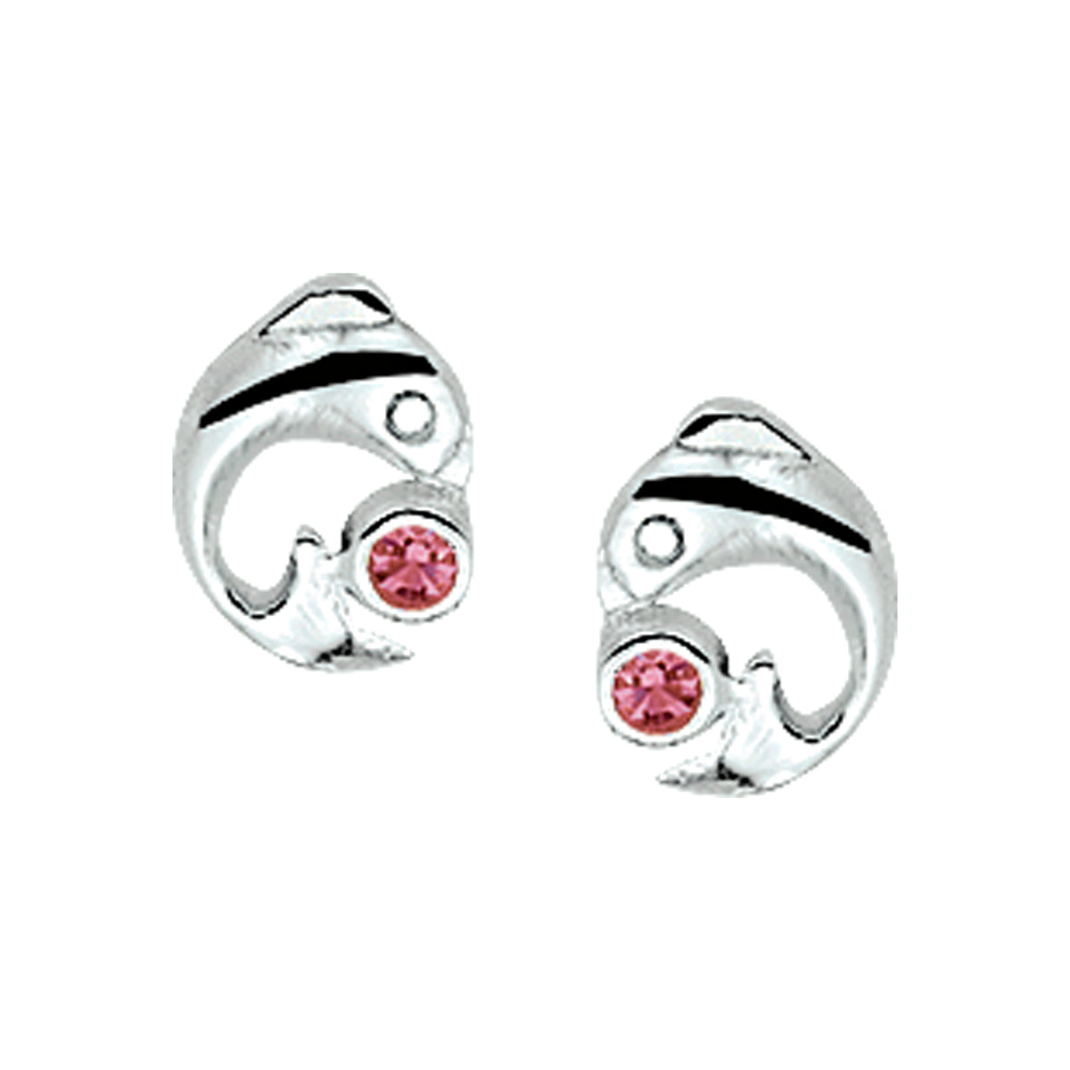 Oorknoppen dolfijn zirkonia zilver gerhodineerd