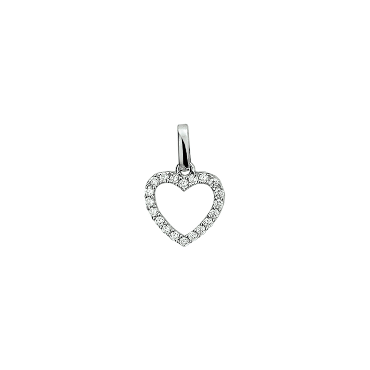 Hanger hart zirkonia zilver gerhodineerd