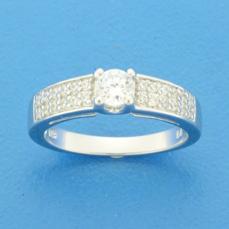 Ring zirkonia zilver gerhodineerd