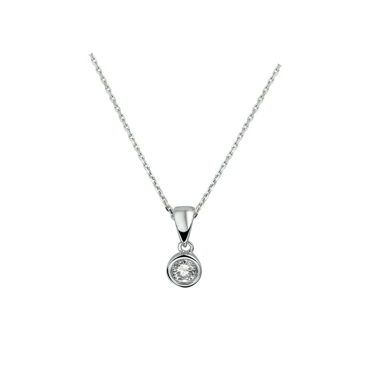 Collier zirkonia 41 + 4 cm zilver gerhodineerd