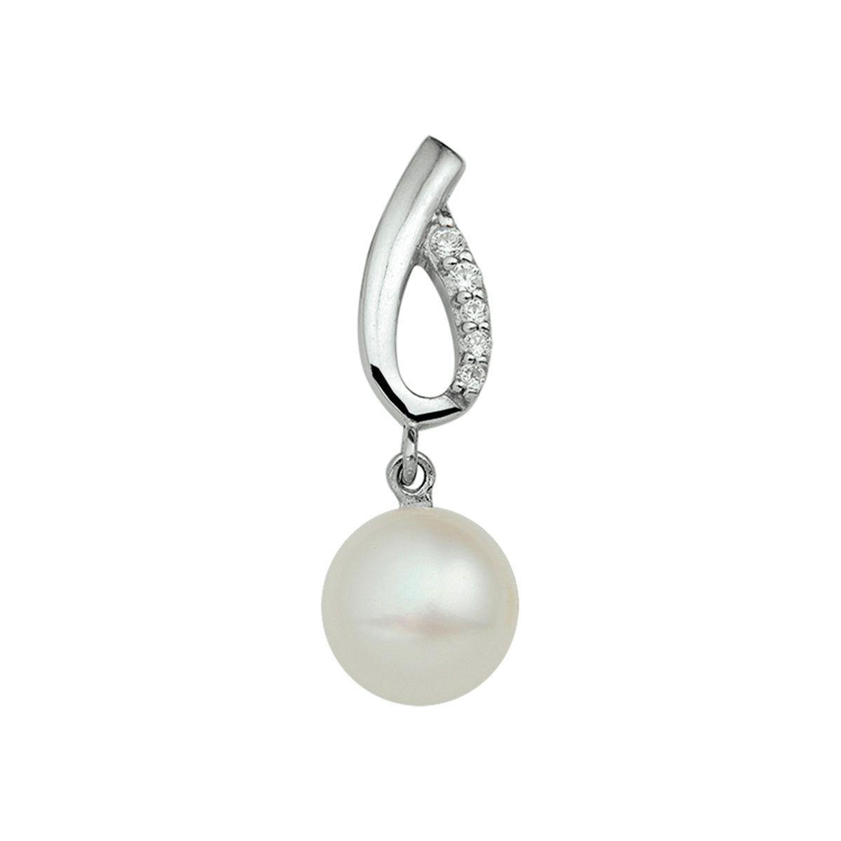 Hanger parel en zirkonia zilver gerhodineerd