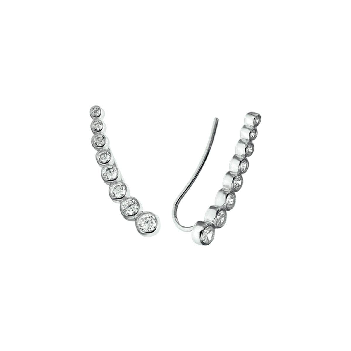 Oorschuiven zirkonia zilver gerhodineerd