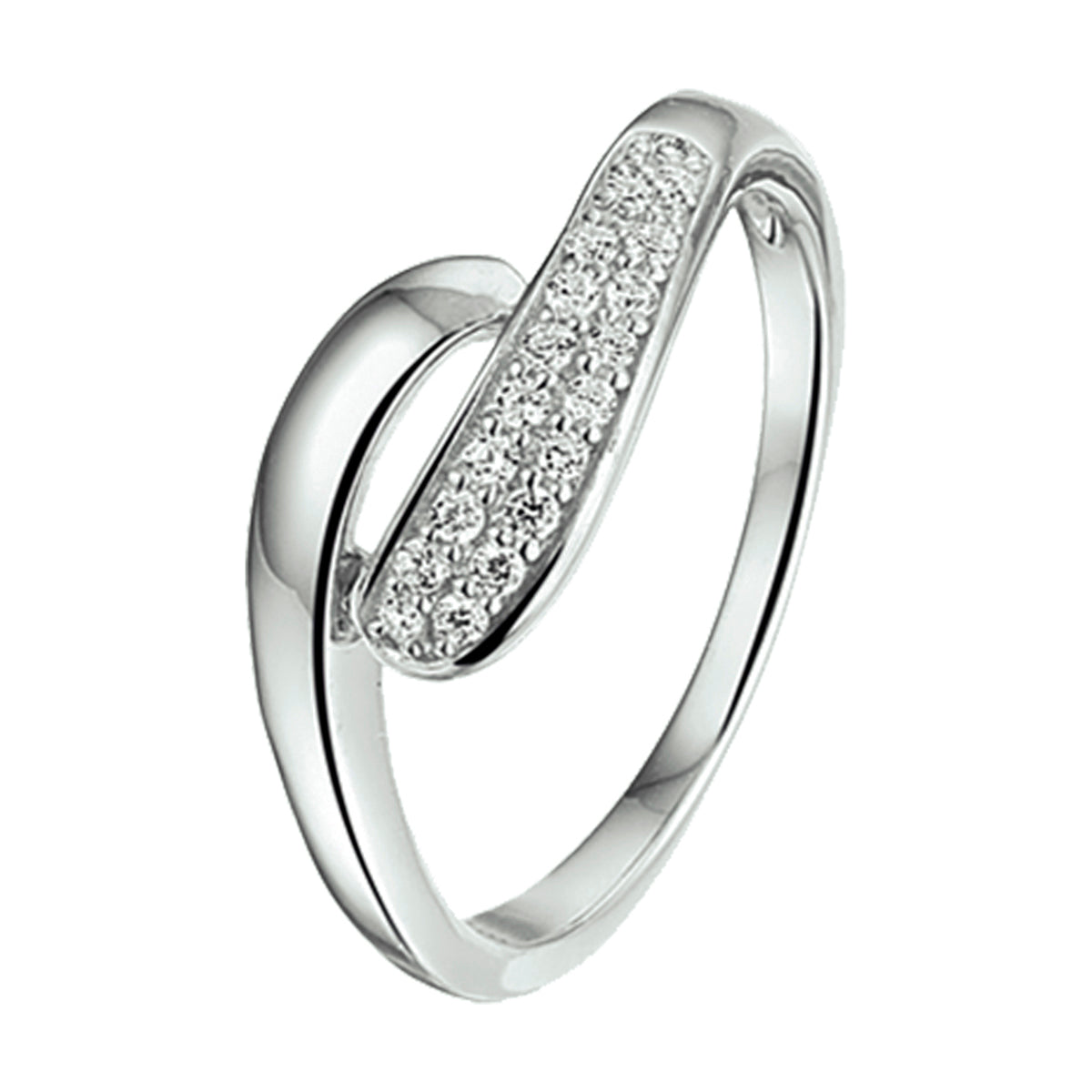 Ring zirkonia zilver gerhodineerd