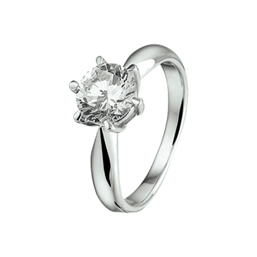 Ring zirkonia zilver gerhodineerd