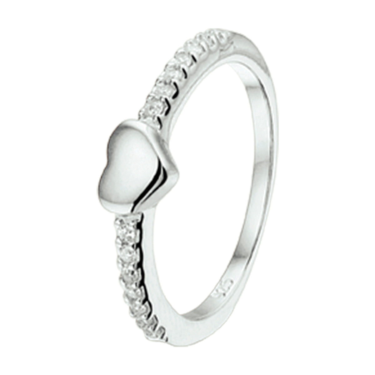 Ring hart zirkonia zilver gerhodineerd