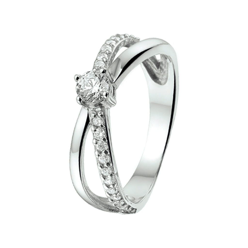 Ring zirkonia zilver gerhodineerd