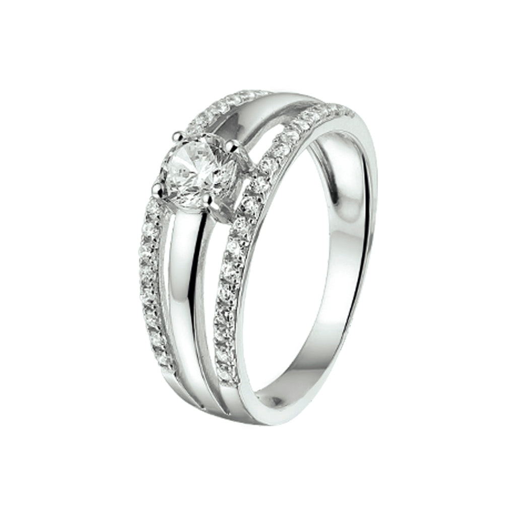Ring zirkonia zilver gerhodineerd