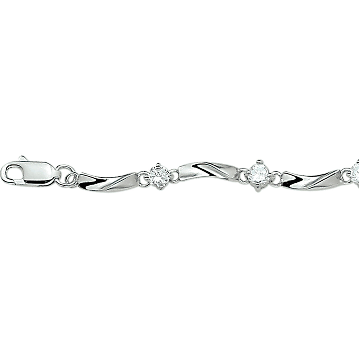 Armband zirkonia 5,0 mm 18,5 cm zilver gerhodineerd
