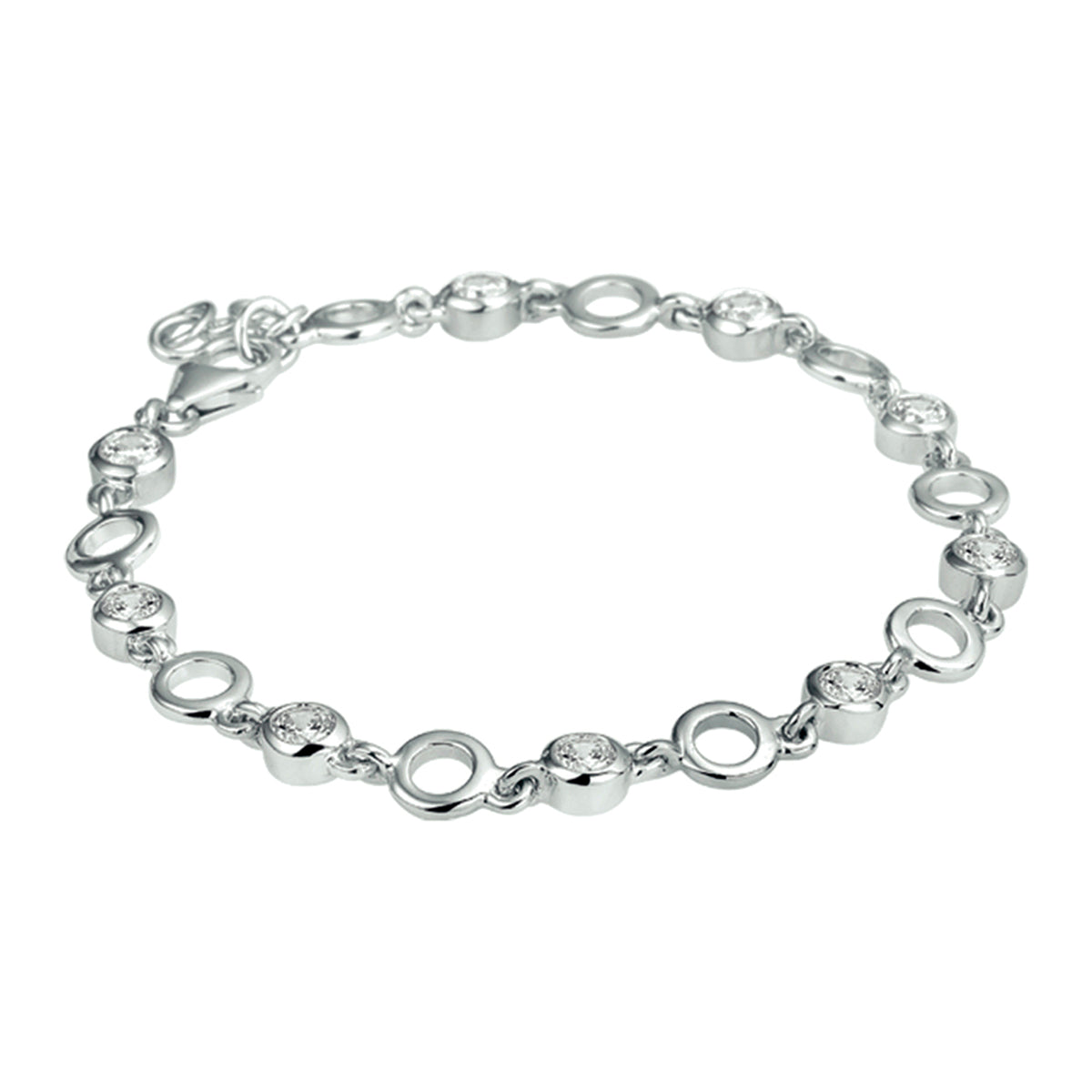 Armband zirkonia 6,2 mm 18 + 2 cm zilver gerhodineerd