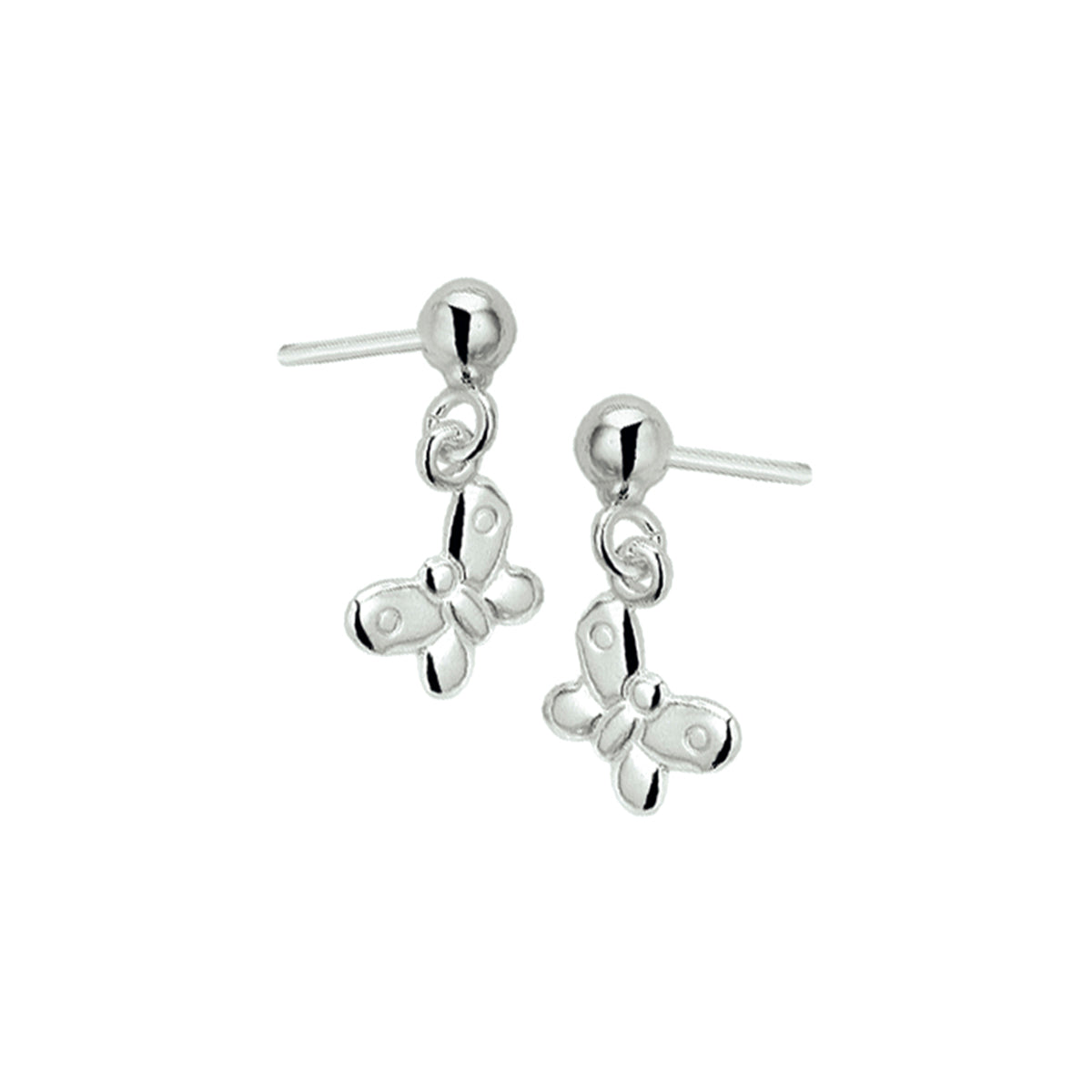 Oorhangers vlinder zilver gerhodineerd