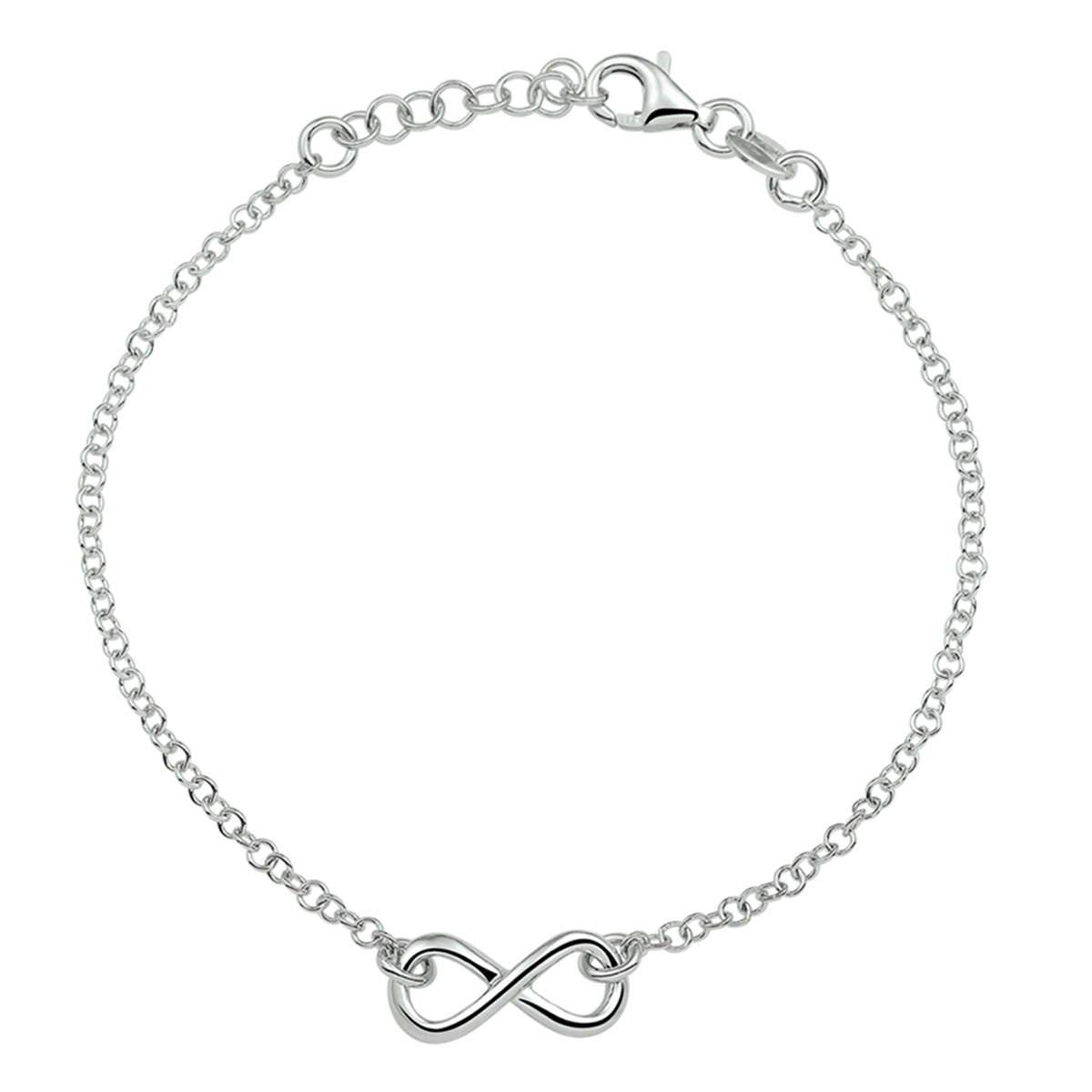 Armband infinity 2,0 mm 17 + 2 cm zilver gerhodineerd