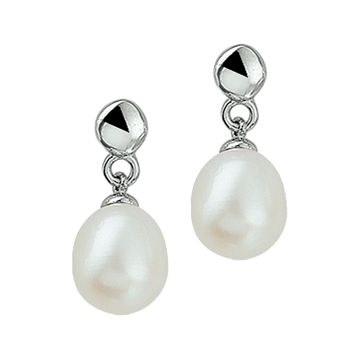 Oorhangers parel zilver gerhodineerd