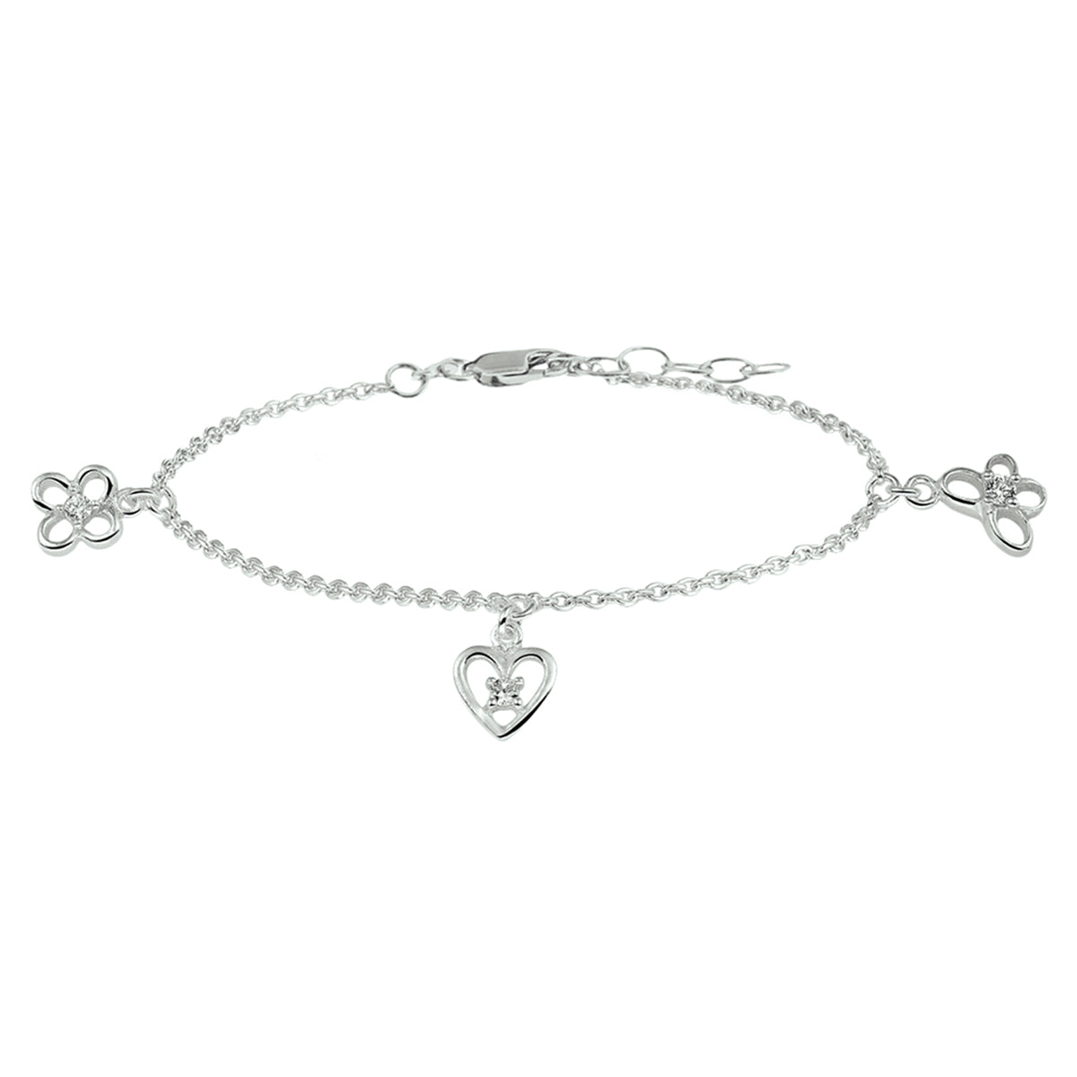 Armband bedel assortiment 13 + 2 cm zilver gerhodineerd