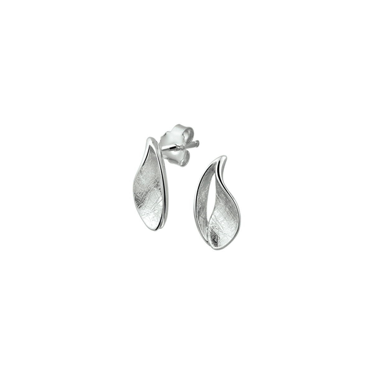 Oorknoppen gescratcht zilver gerhodineerd