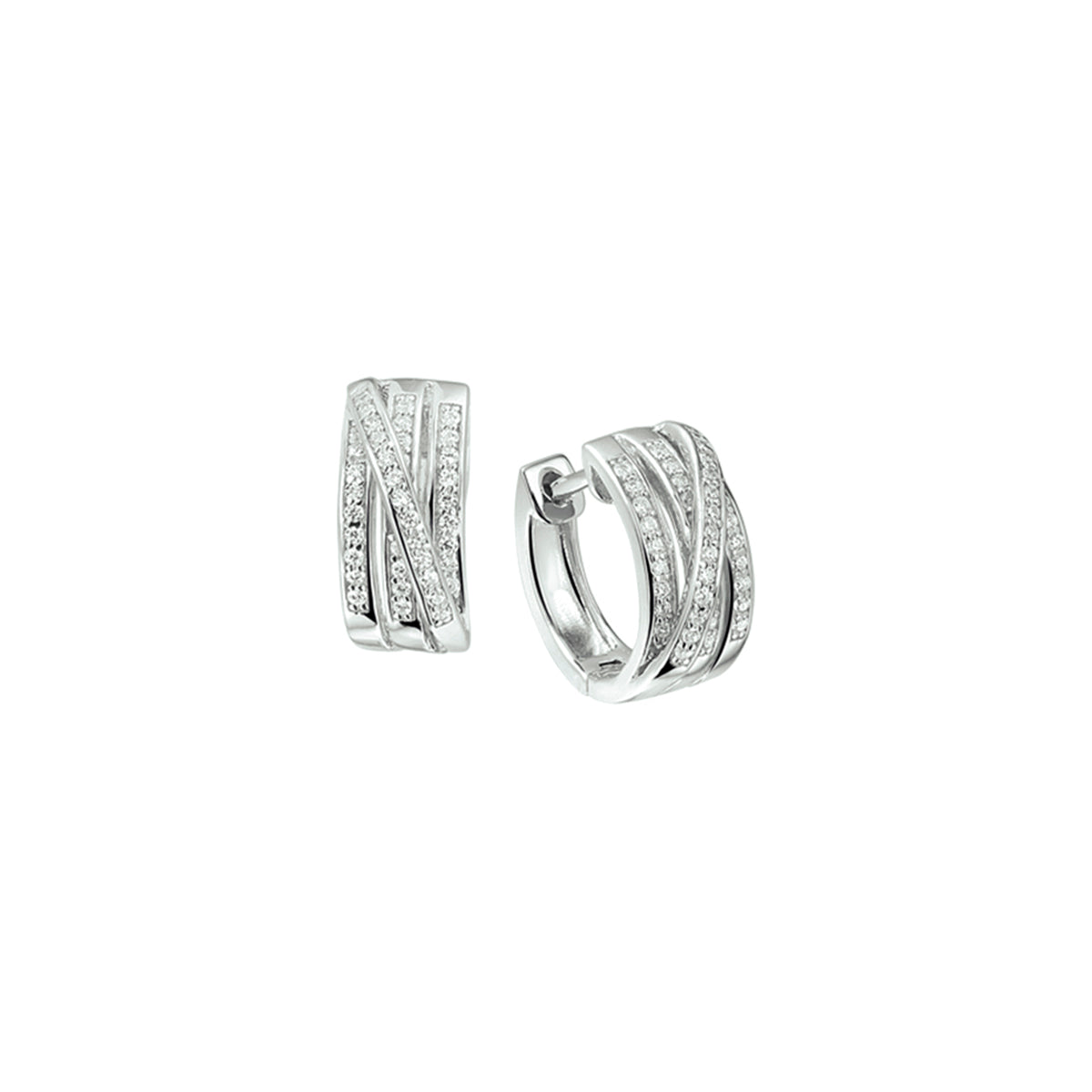 Klapoorringen zirkonia zilver gerhodineerd