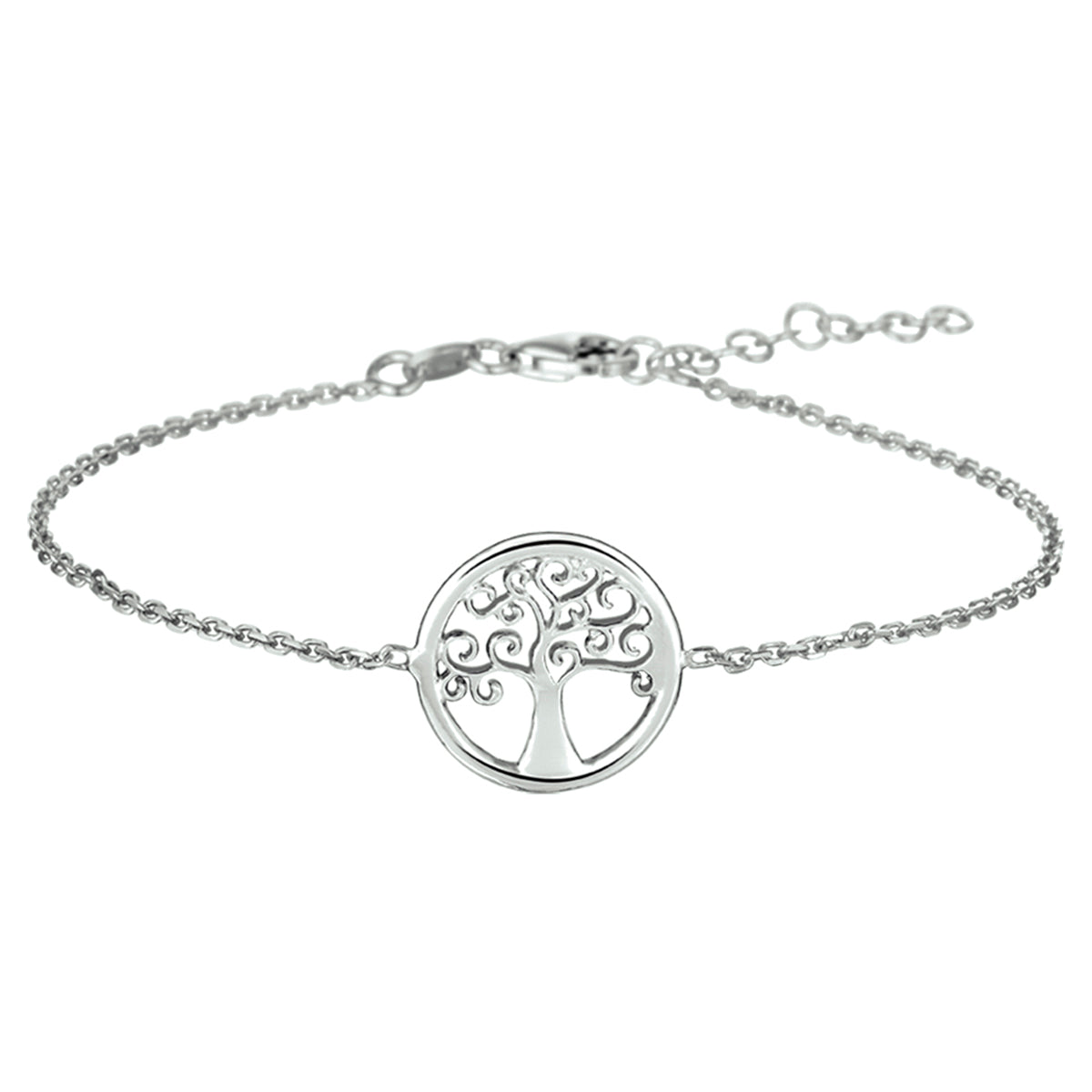 Armband levensboom 17 + 3 cm zilver gerhodineerd