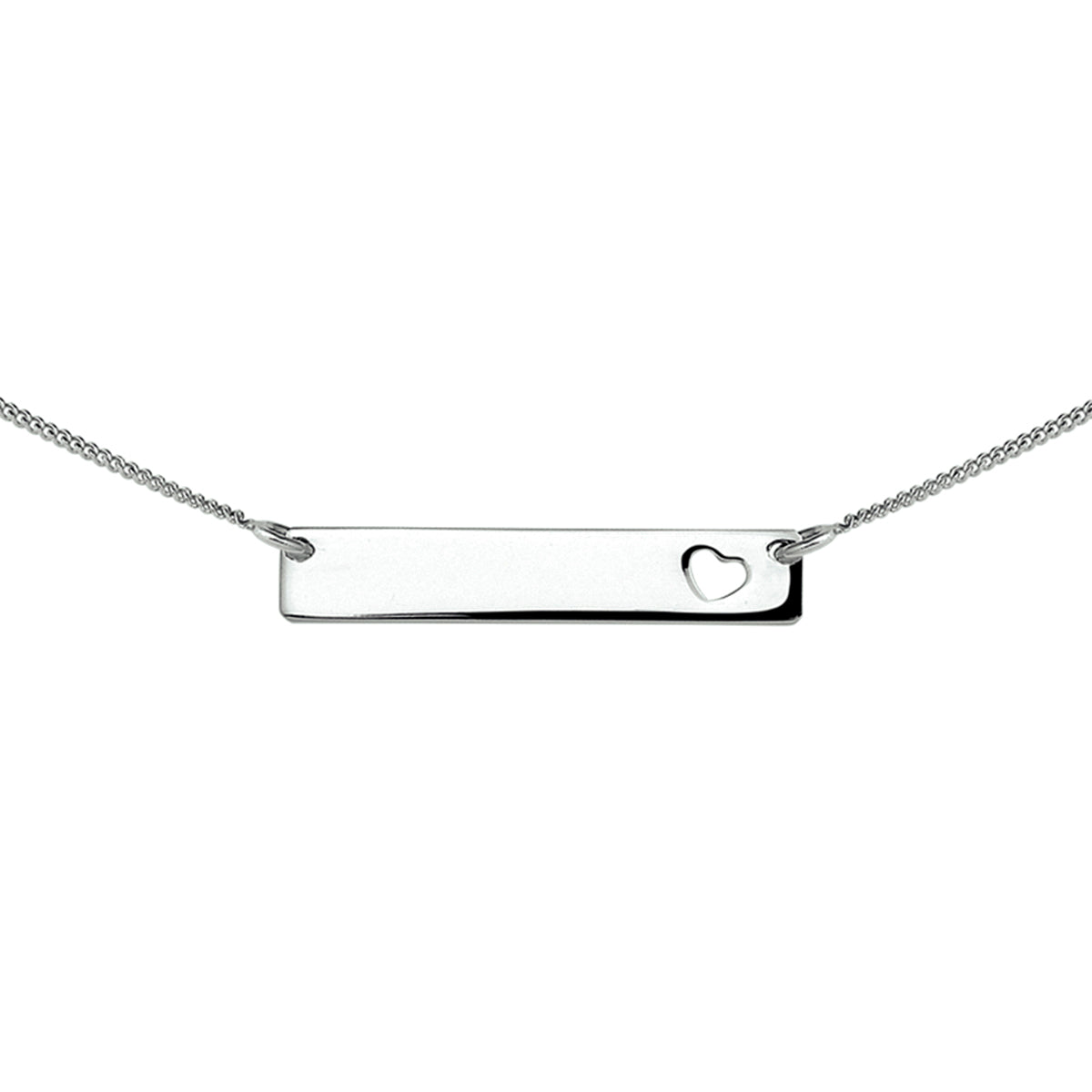 Graveercollier hart plaat 5,0 mm 42 + 5 cm zilver gerhodineerd