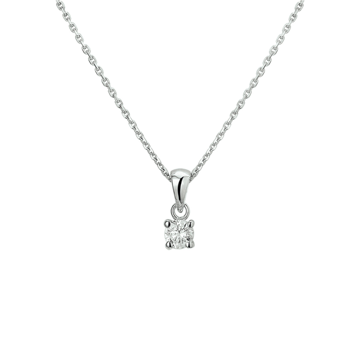 Collier hanger zirkonia 45 cm zilver gerhodineerd