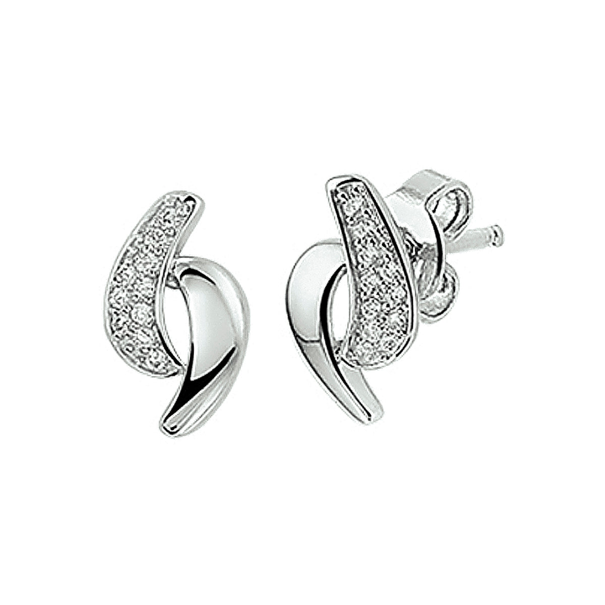 Oorknoppen zirkonia zilver gerhodineerd