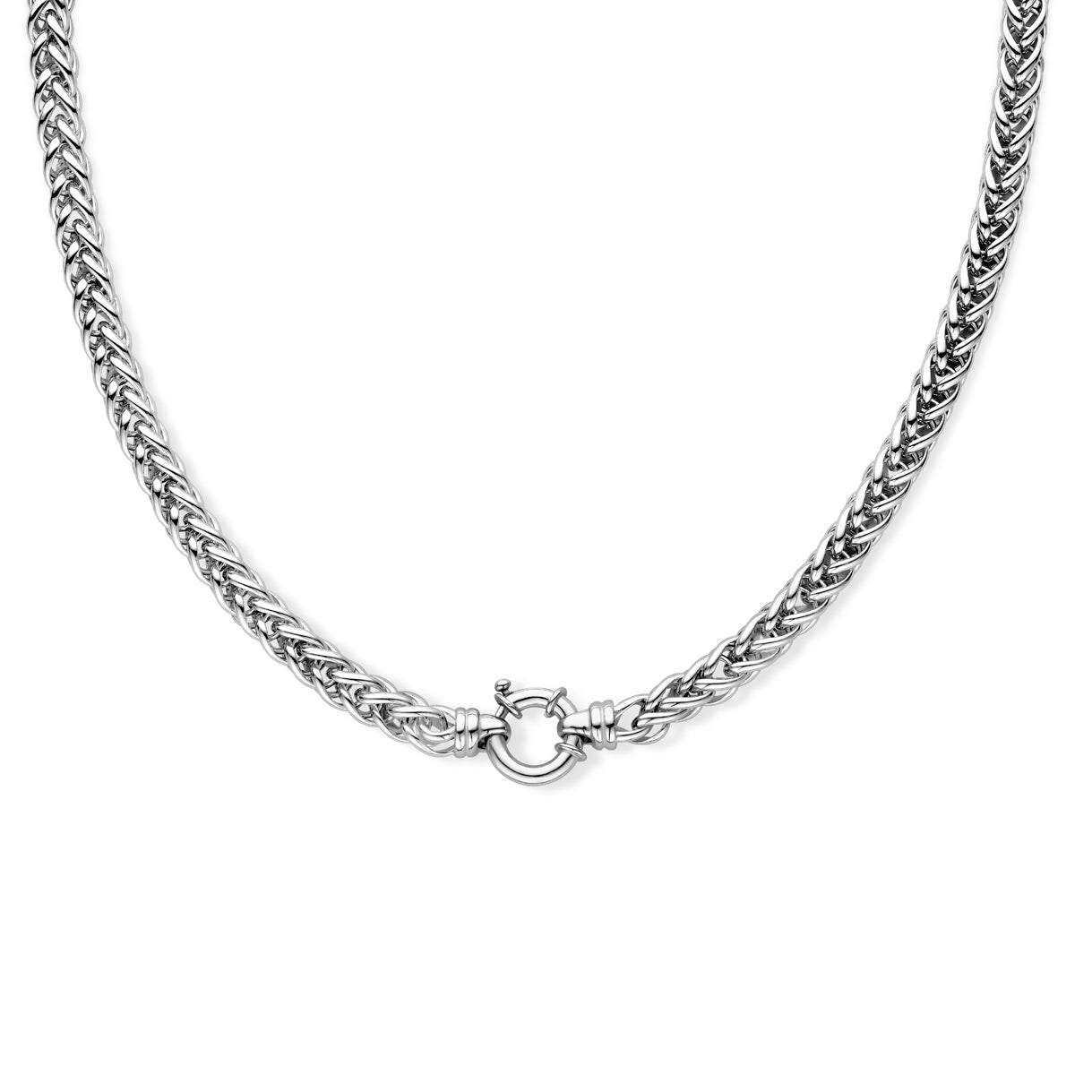 Collier vossestaart 6,5 mm met groot springslot zilver gerhodineerd