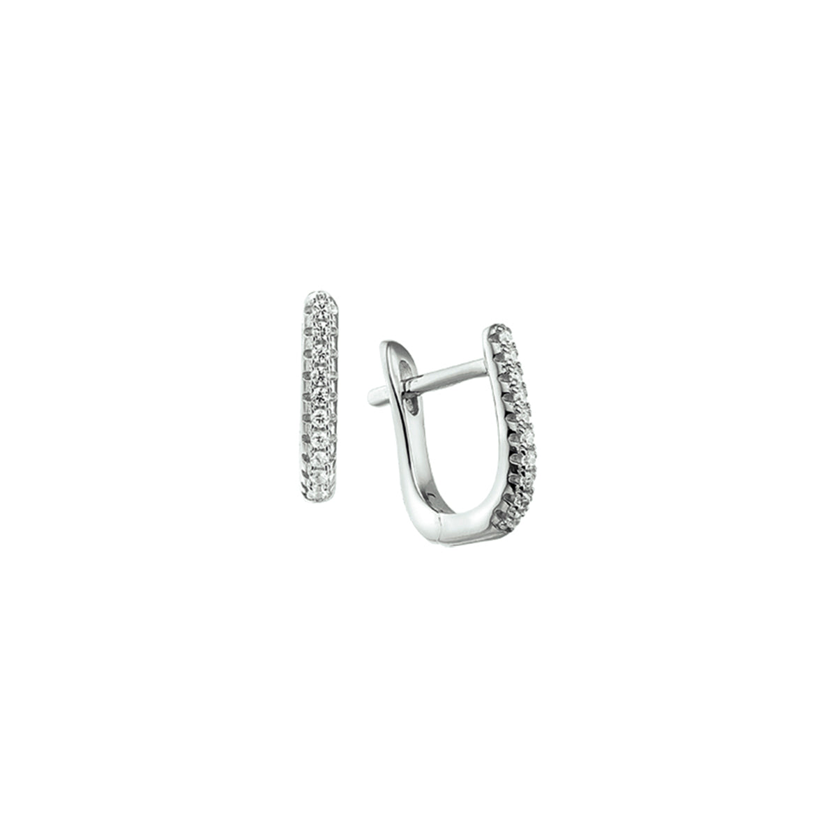 Klapoorringen zirkonia zilver gerhodineerd