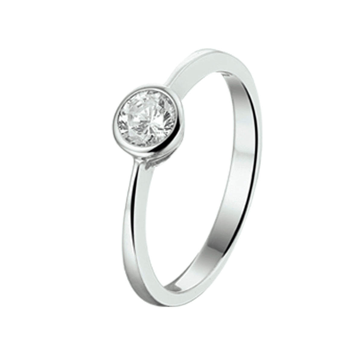 Ring zirkonia zilver gerhodineerd