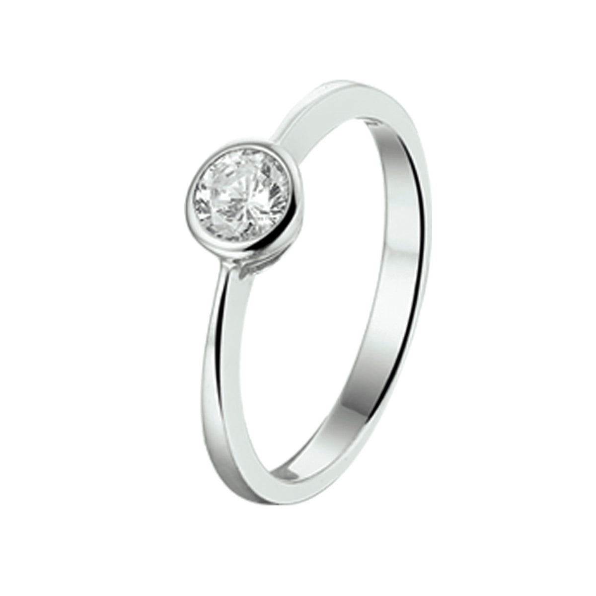 Ring zirkonia zilver gerhodineerd