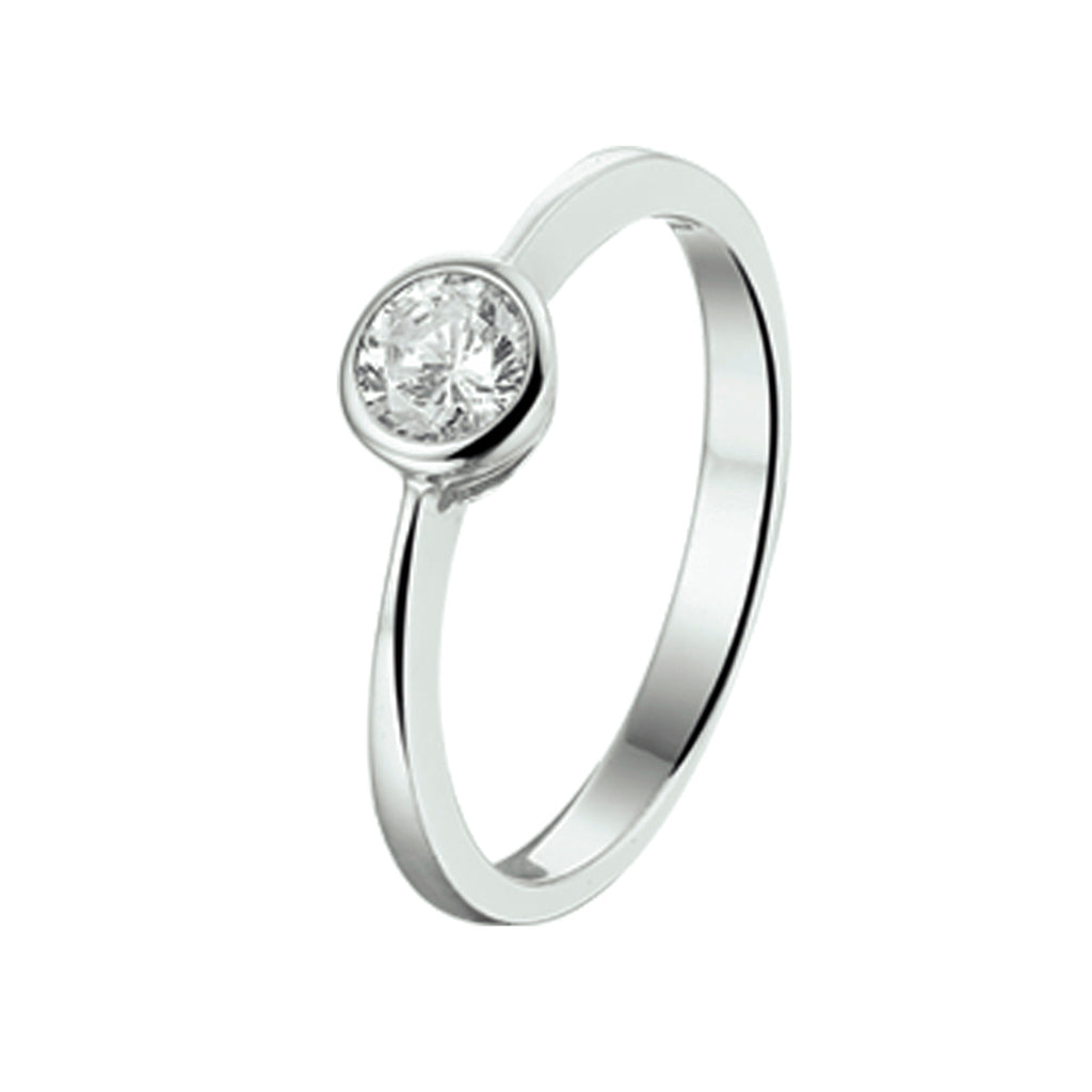 Ring zirkonia zilver gerhodineerd