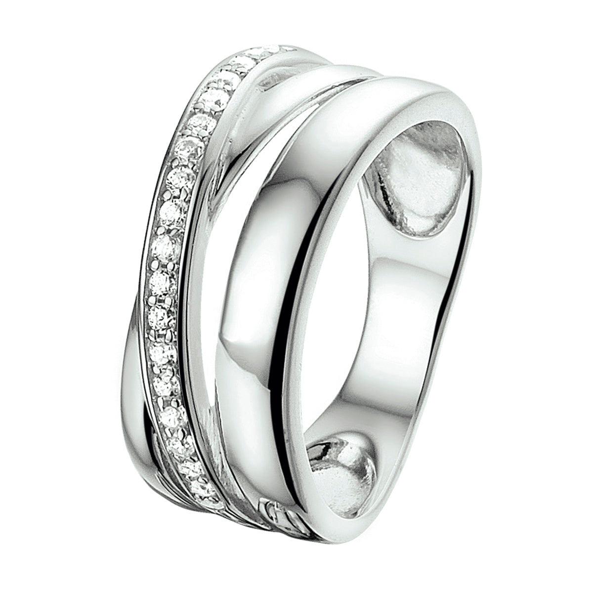 Ring zirkonia zilver gerhodineerd