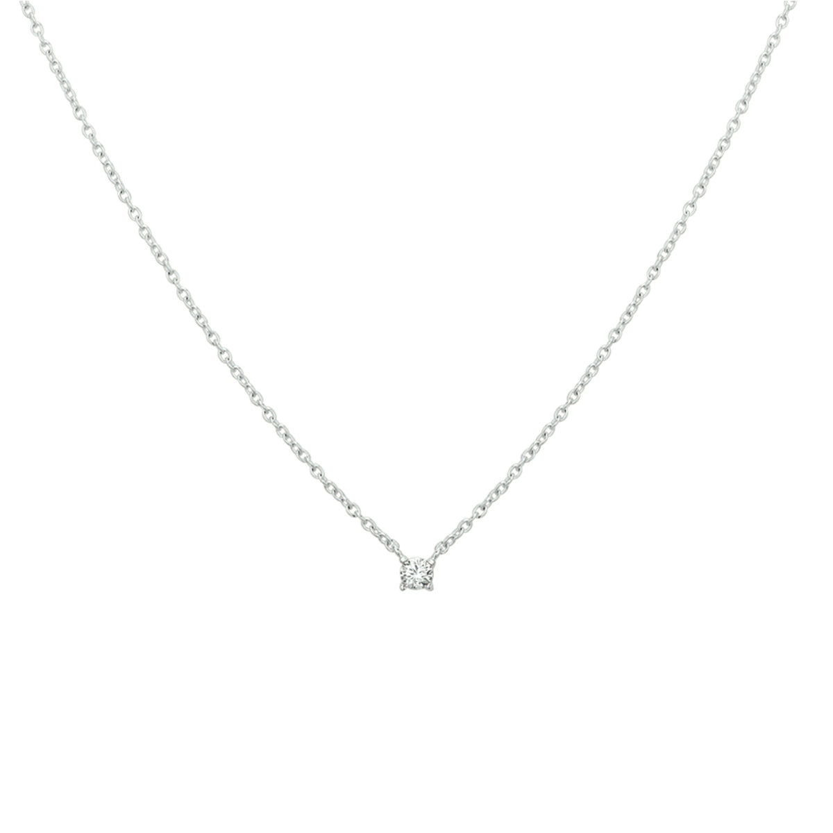 Collier zirkonia 41 + 4 cm zilver gerhodineerd