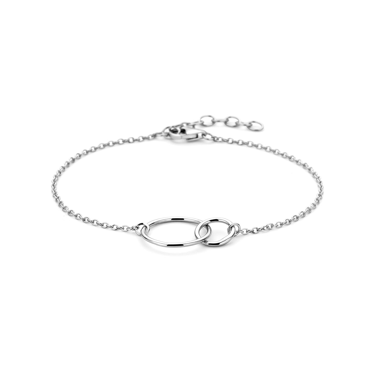 Armband rondjes 16 + 2,5 cm zilver gerhodineerd