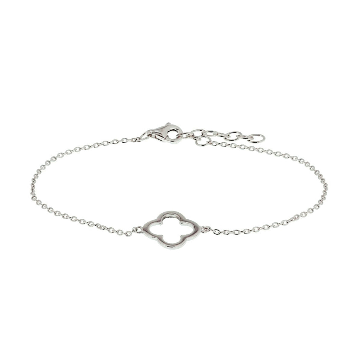 Armband bloem 16,5 + 2,5 cm zilver gerhodineerd