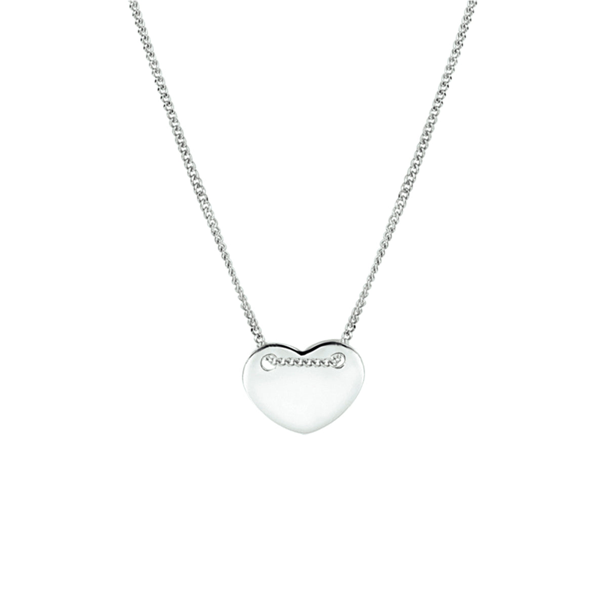 Graveercollier hart 40 + 5 cm zilver gerhodineerd