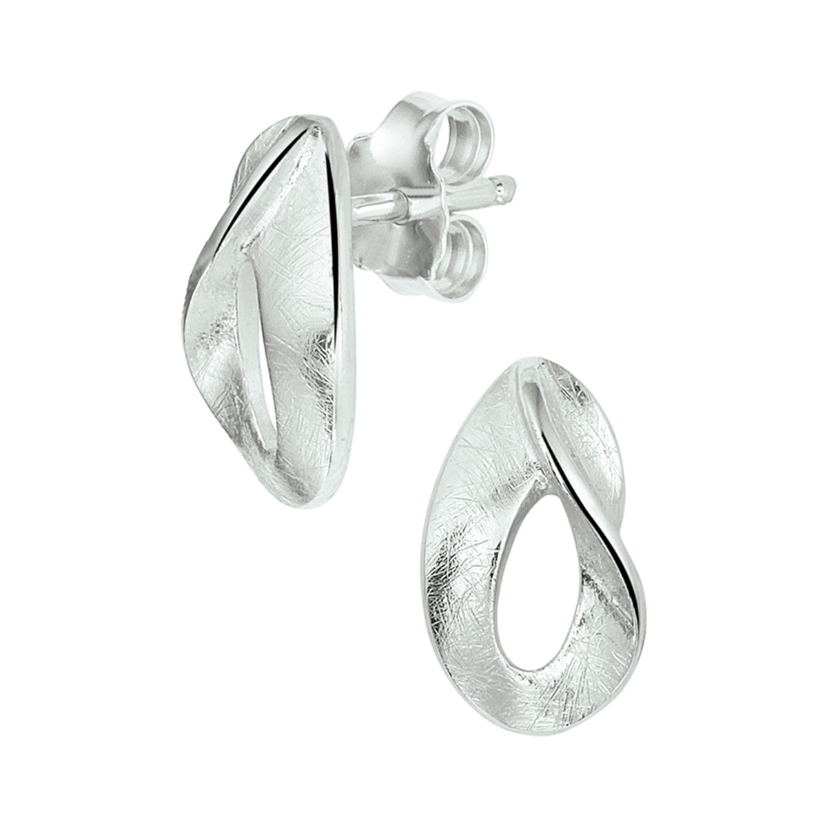 Oorknoppen gescratcht zilver gerhodineerd