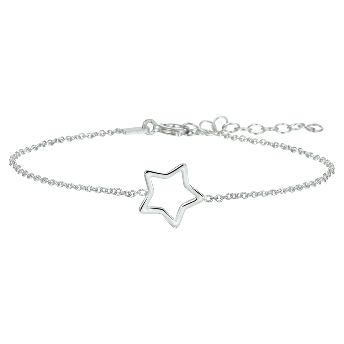 Armband ster 16 + 3 cm zilver gerhodineerd