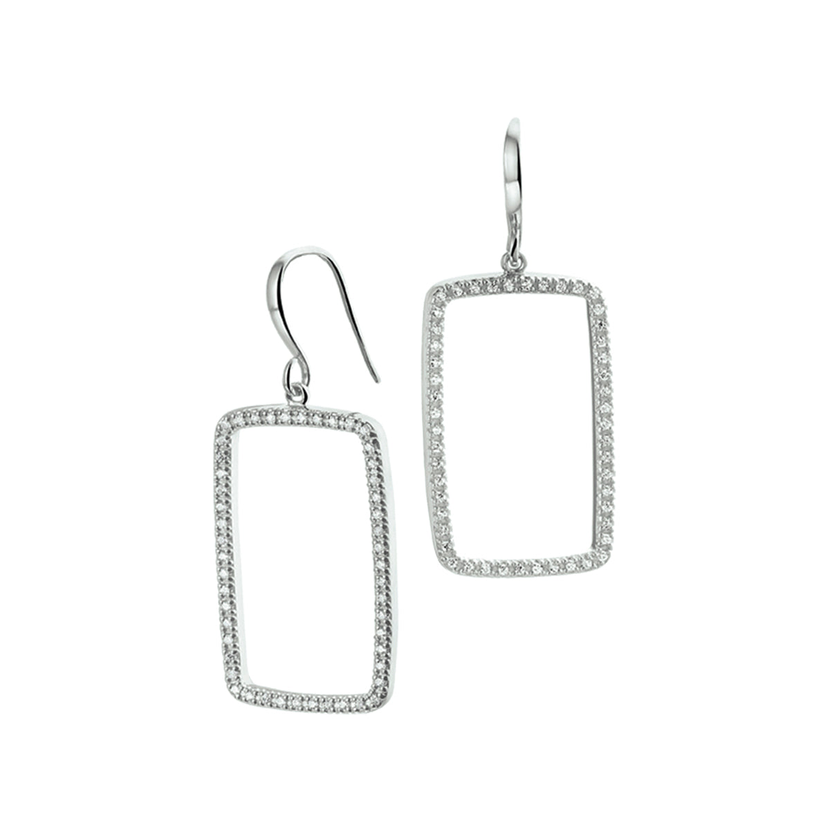 Oorhangers rechthoek zirkonia franse haak zilver gerhodineerd