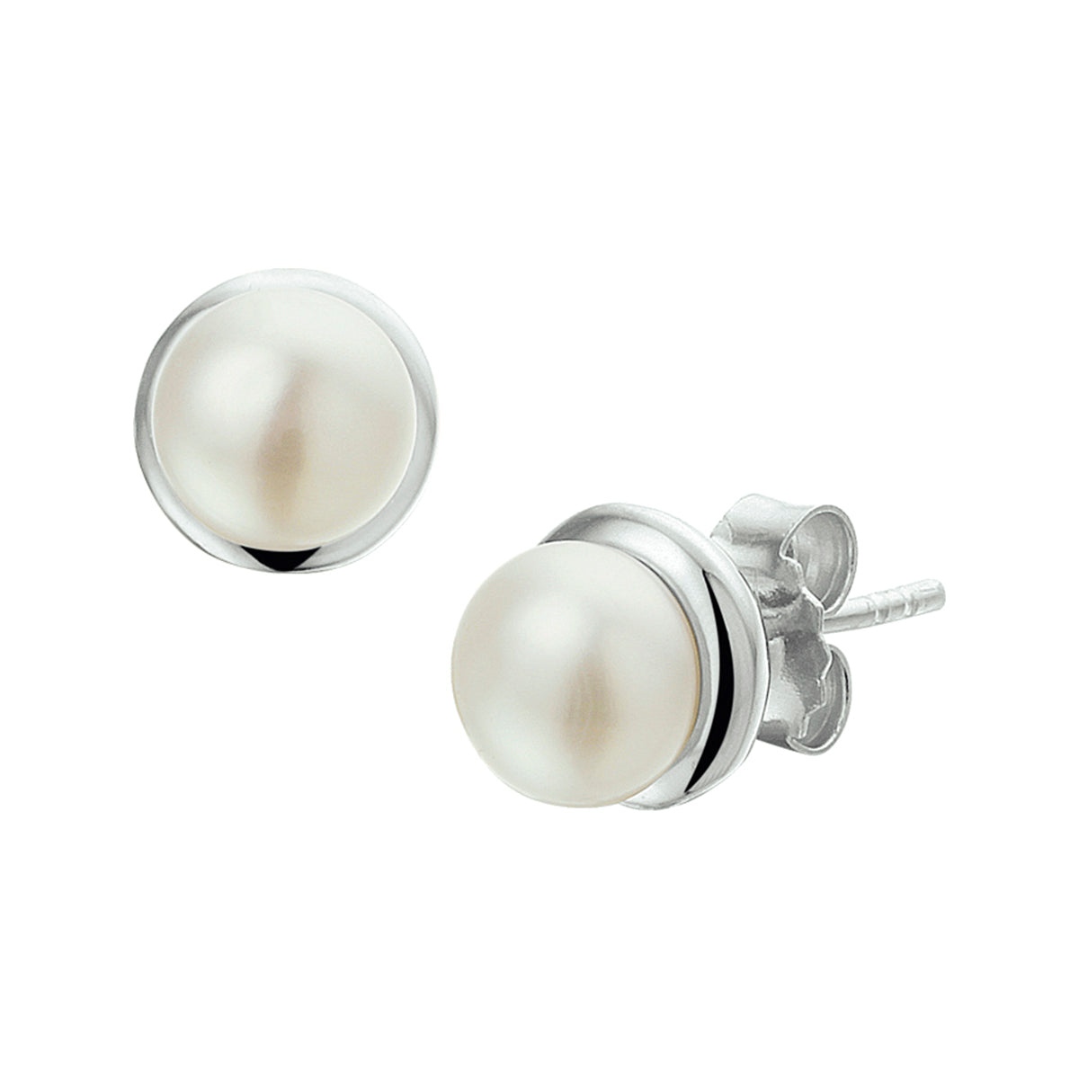 Oorknoppen parel zilver gerhodineerd