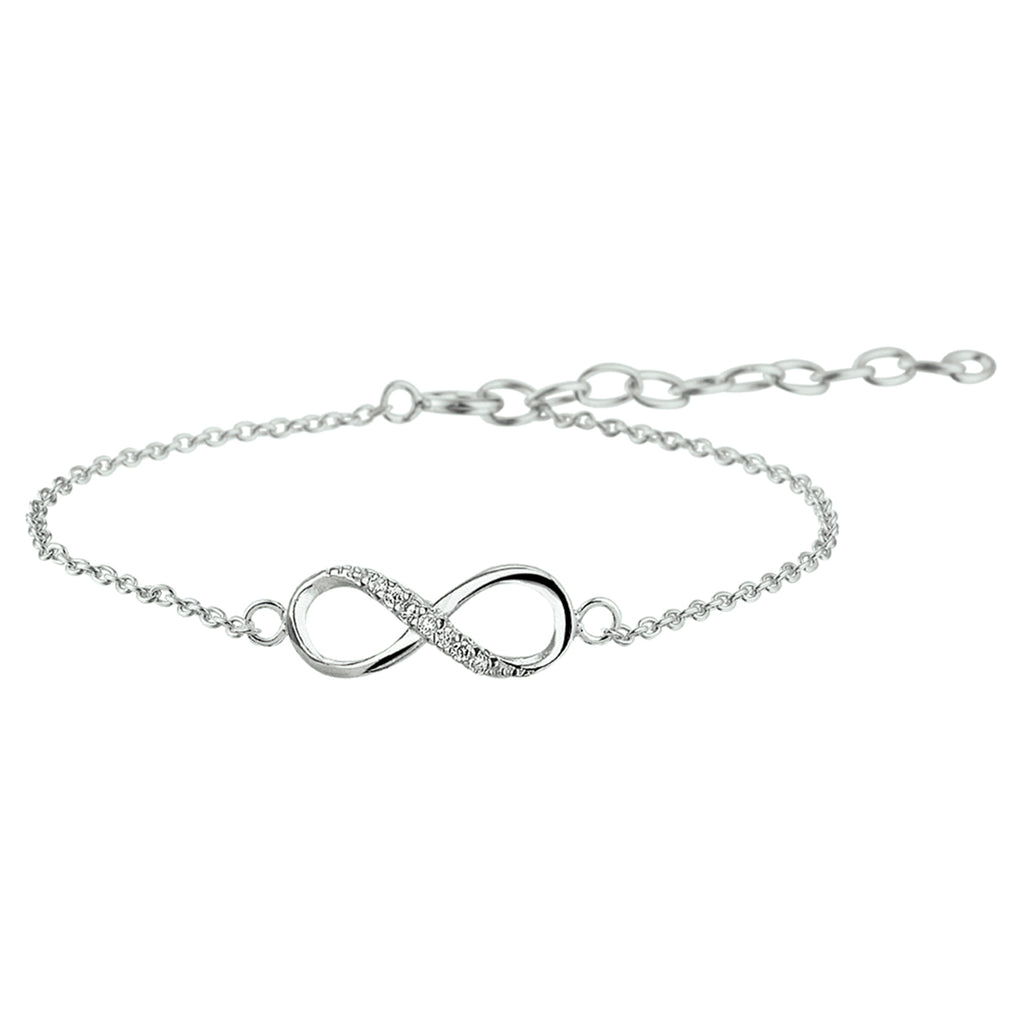 Armband infinity zirkonia zilver gerhodineerd