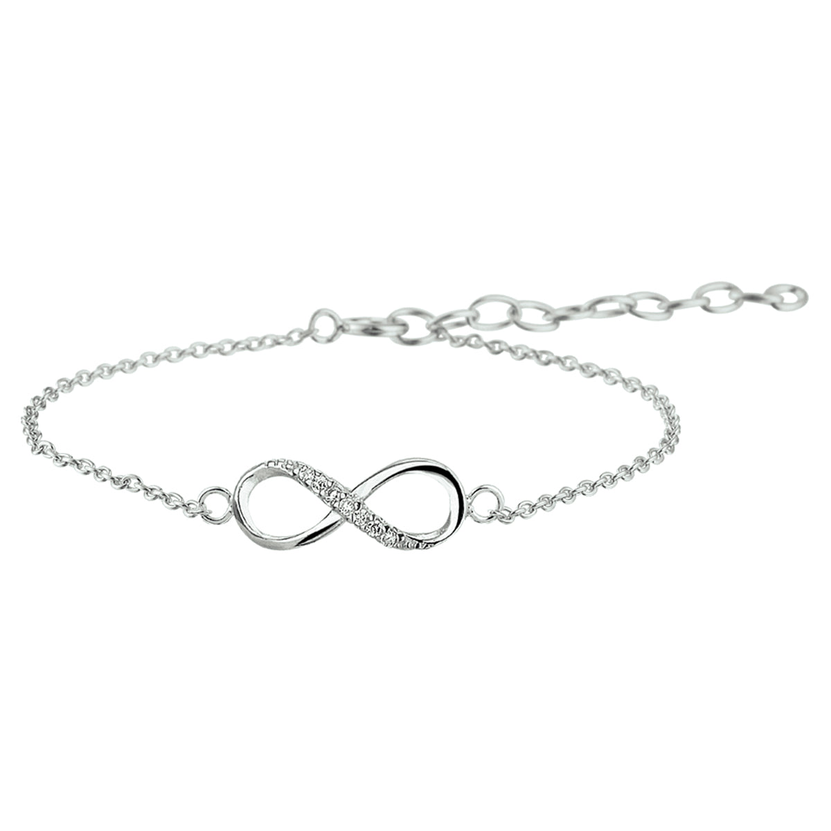 Armband infinity zirkonia zilver gerhodineerd