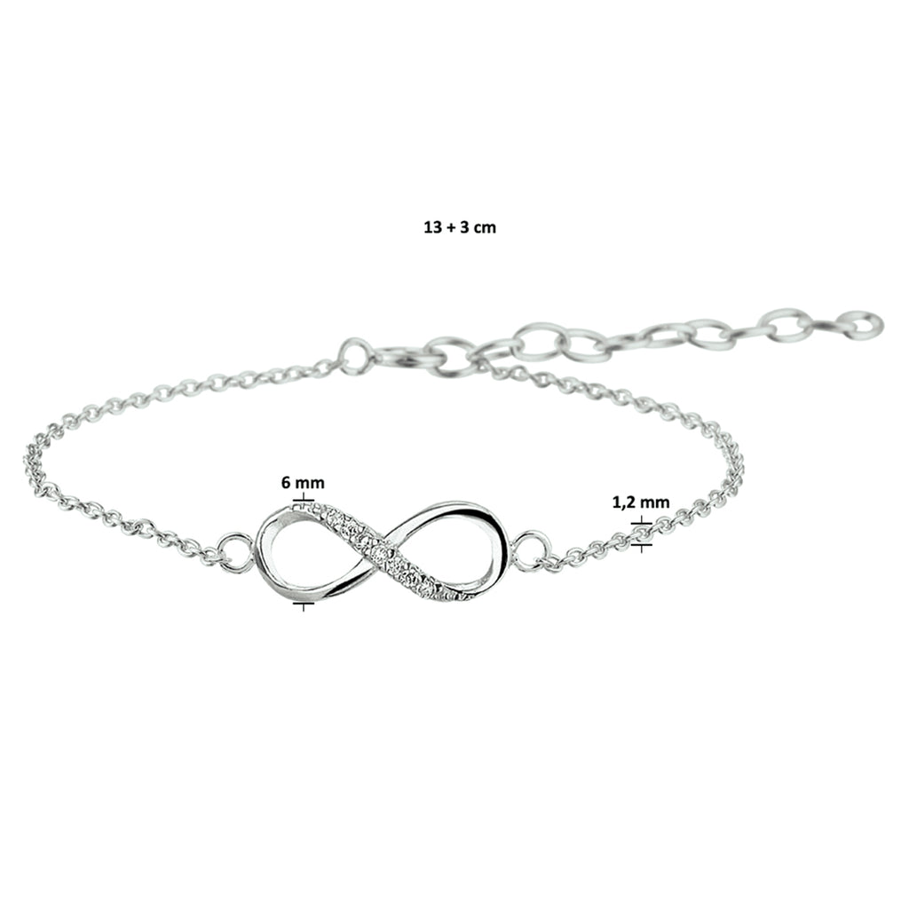 Armband infinity zirkonia zilver gerhodineerd
