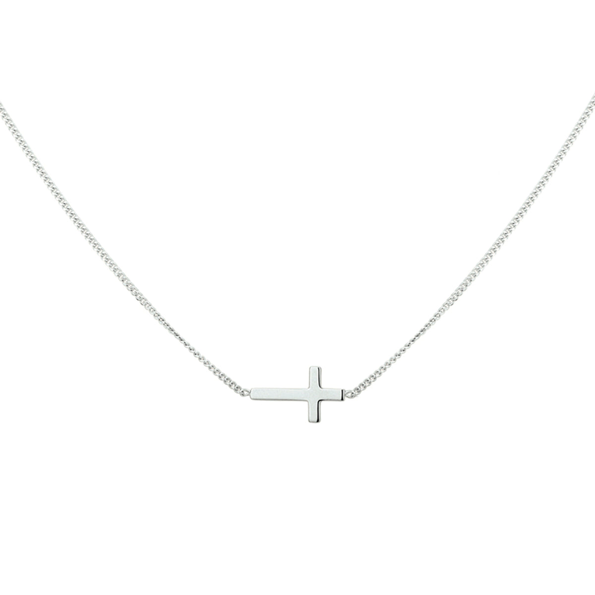 Collier kruis 40 + 5 cm zilver gerhodineerd