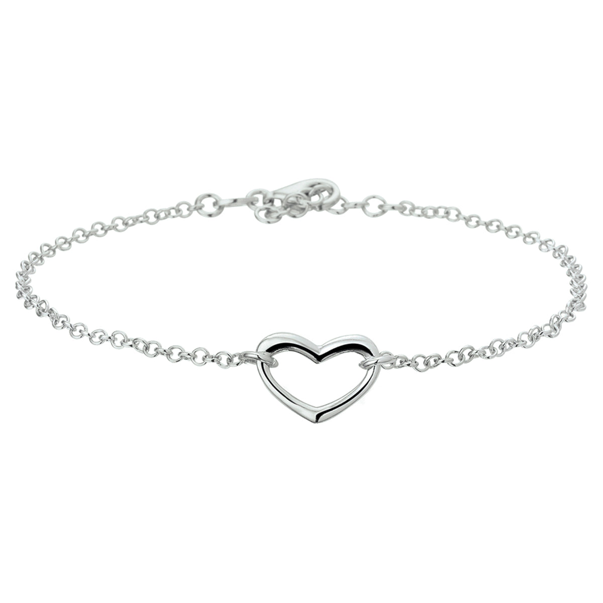 Armband hart 13 + 3 cm zilver gerhodineerd